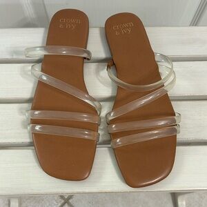 Crown and Ivy clear strapping flat sandals